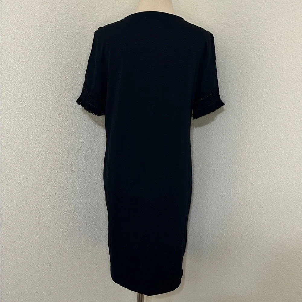 Darling Chelsea & Theodore Black Dress with lace and fringe sleeves L Large